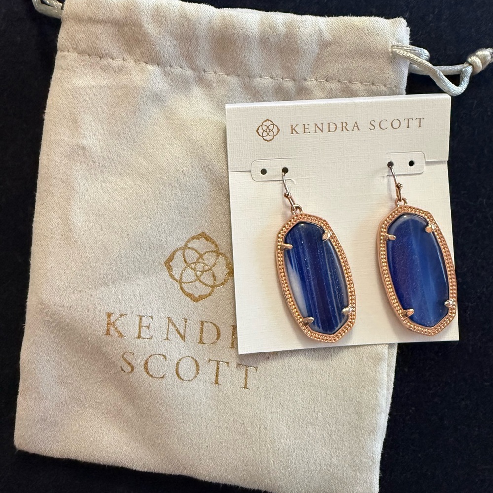 Kendra Scott Cobalt and Gold Drop Earrings
